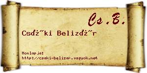 Csáki Belizár névjegykártya